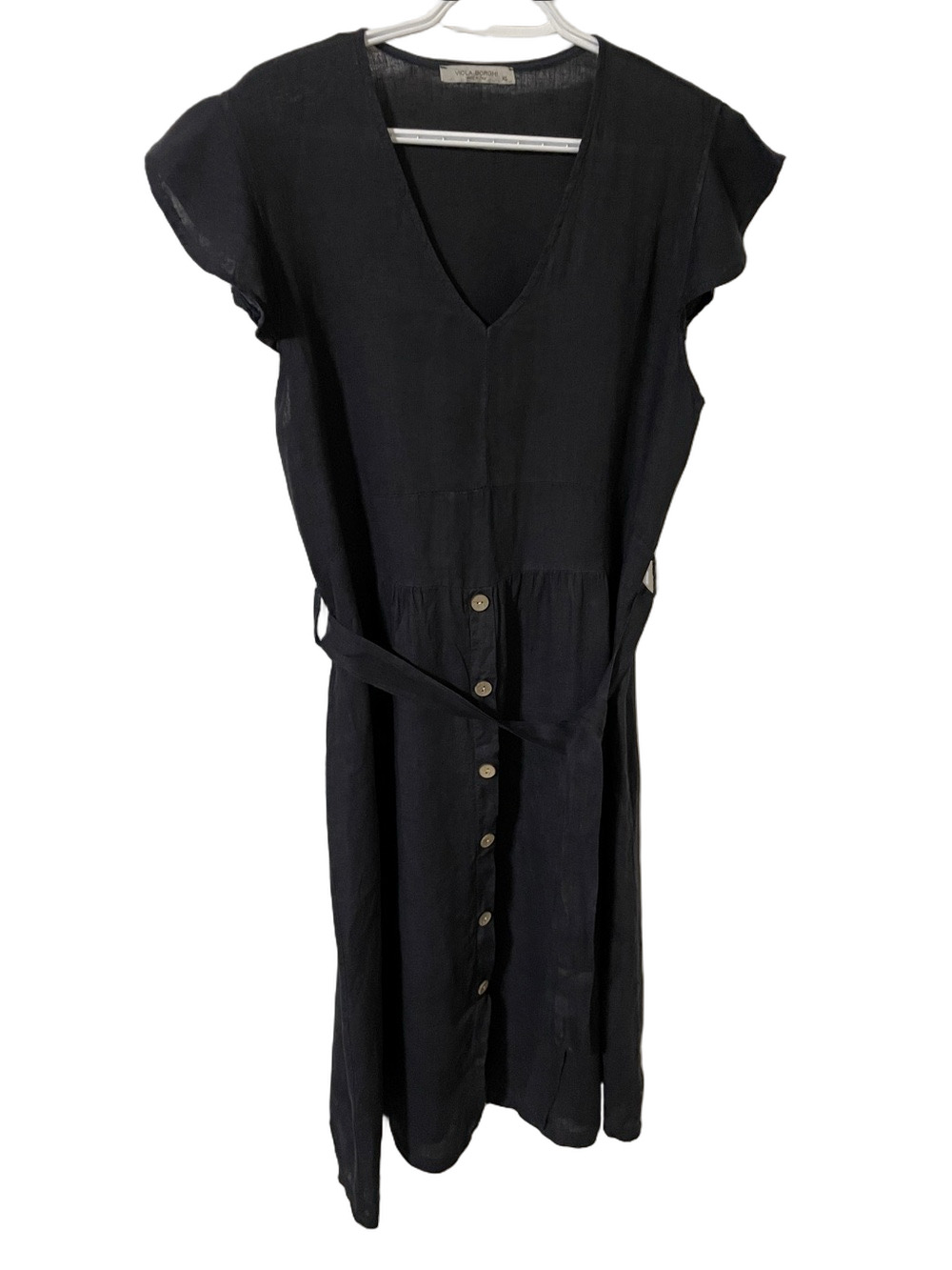 Viola Borghi Dark Blue Linen Dress Size XL